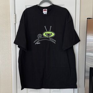 VINTAGE Y2K POSTERPOP SHAG SKATEBOARD Alien Cat Graphic T-Shirt NWOT